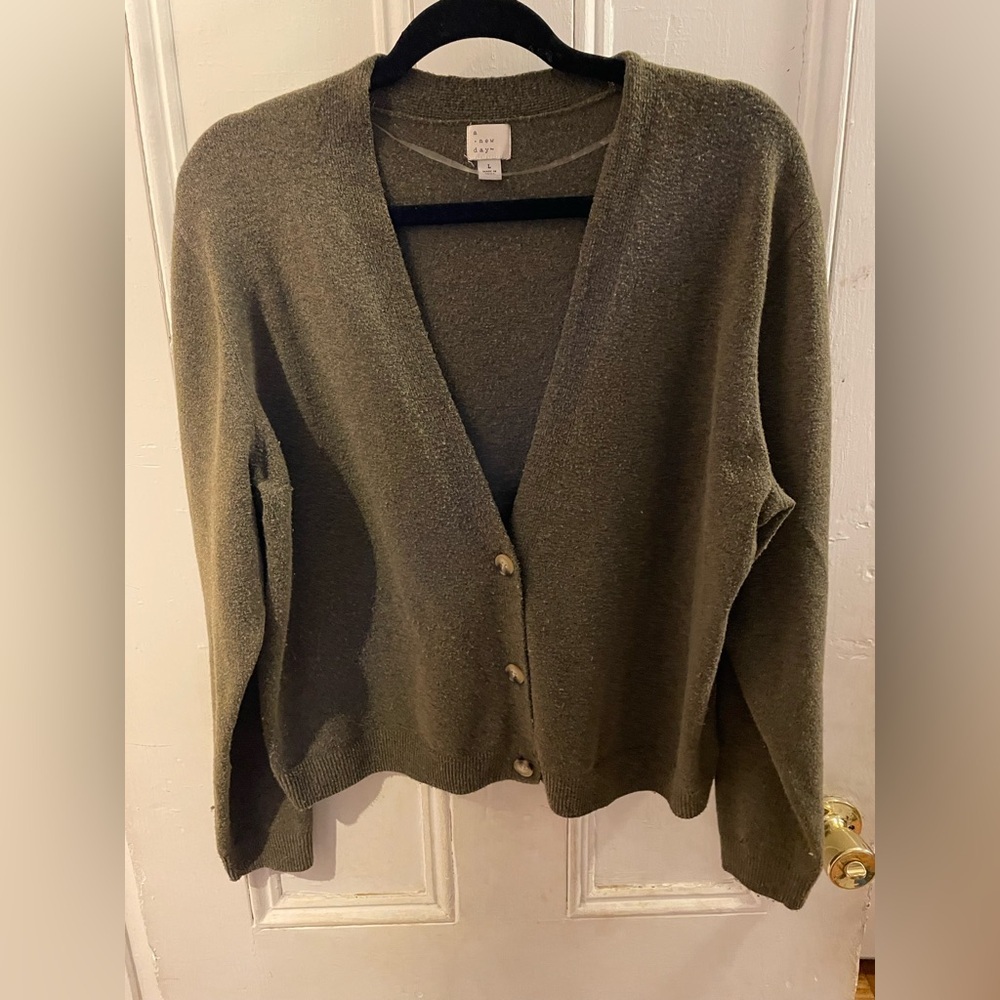 Olive Green Women's Cardigan | women’s Large